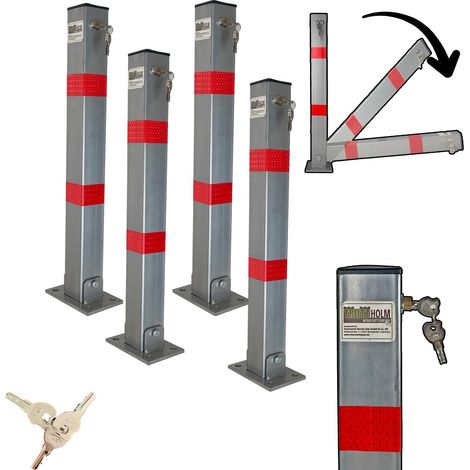 4x Absperrpfosten eckig Parkplatzsperre Sperrpfosten klappbar Standfuß (1/5)