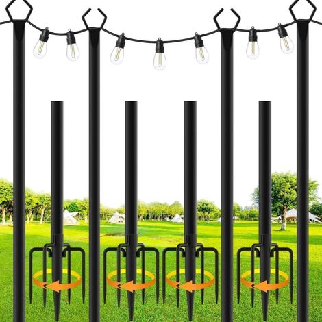 Terrassenbeleuchtungsmast – 4er-Pack à 3 m für den Außenbereich. Stahl-Beleuchtungsmast zur Außendekoration von Garten und Hinterhof (4er-Pack) [Energieklasse G]