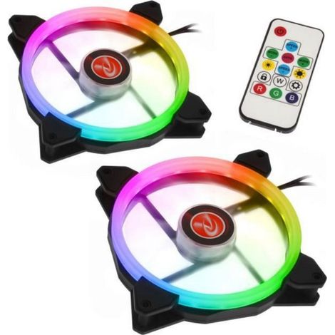 Raijintek Iris 14 Rainbow RGB LED Dual Pack + Controlador - Ventilador 14 cm