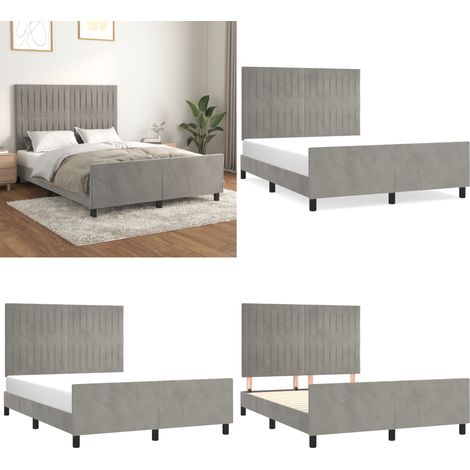 Bettgestell ohne Matratze Hellgrau 140x200 cm Samt - Samtbettwäsche - Bettesrahmen - Doppelbett - Boxspringbett - Hochbett - Home & Living