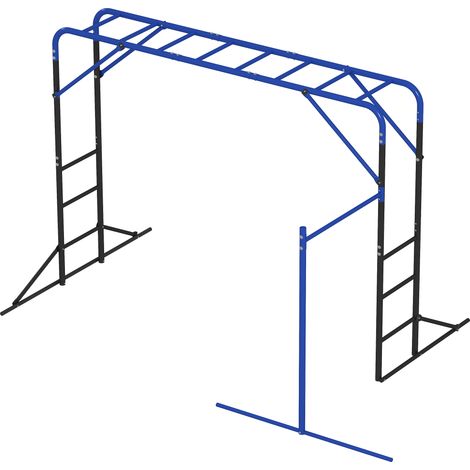 Klettergerüst Outdoor Kletterturm mit Turnstange Klimmzugstange für 3-8 Jahre Kinder bis 150kg 250x190x180 cm Schwarz (1/5)