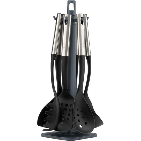 Utensilios de cocina de acero inoxidable y nailon JATA HOGAR HACC4624. Juego de cocina de 6 piezas: cacerola, cucharón, espumade (1/5)