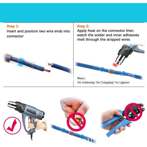 Kit de 800 Raccords Isolés à Anneau Soudable Étanches, Terminaux Thermorétractables : 70 Blancs, 80 Rouges, 80 Bleus, 35 Jaunes, Tube 535 (1/5)