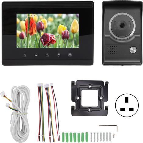 Sonnette vidéo d'extérieur HD 100-240V, caméra avec écran LCD, interphone pour la sécurité de la maison, prise britannique (1/5)