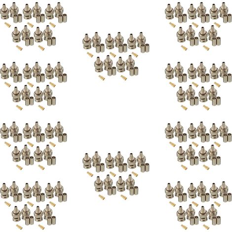 100 set di connettori BNC maschio a 3 pezzi e connettori a crimpare RG58
