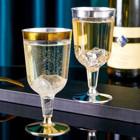 Verre À Dégustation De Vin - 170 Ml - Tige Dorée - Réutilisable - Pour Fête Mariage Champagne Whisky - 30 Pièces (1/5)