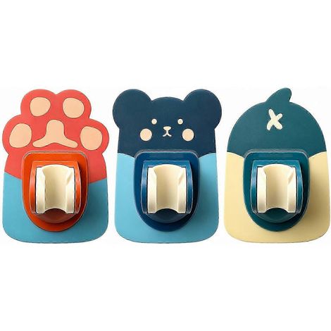 Trois supports de pommeau de douche mignons à motifs de dessins animés, supports de douche muraux réglables sans perçage, base universelle auto-adhésive pour pommeau de douche à main, adaptés aux sall
