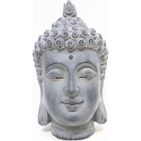 Tête de Bouddha Déco "Asie" 42cm Argent