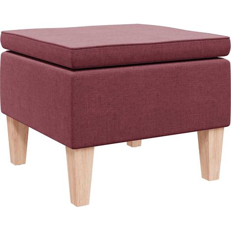 Tabouret avec pieds en bois Rouge bordeaux Tissu