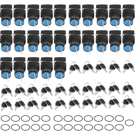 25Pcs Sélecteur à Clé 2 Positions Auto-Verrouillage Rotatif Carré 16mm BEMLA1611Y/21F (1/5)