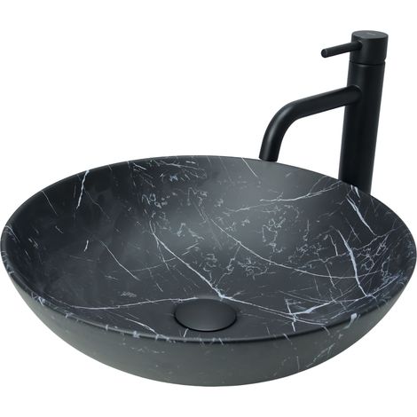 GTM Design Aufsatzwaschbecken 40 cm – Matt Modernes Waschbecken ohne Hahnloch – Elegantes Aufsatzwaschbecken Oval für Badezimmer und Gäste WC – nur Bad Waschbecken (1/5)