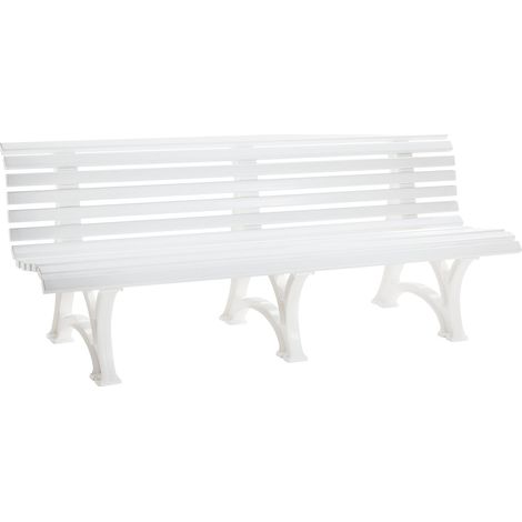 Banc de jardin en PVC blanc RAL 9016 – 13 lames 50x30 mm – Largeur 2000 mm – Hauteur 800 mm – Résistant aux intempéries et UV – Blome (1/9)