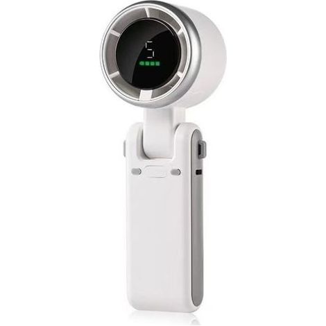 Ventilateur portatif rechargeable, 5 vitesses élevées réglables, mini ventilateur électrique portable de 4000 mAh, ventilateur de voyage alimenté par batterie (blanc)