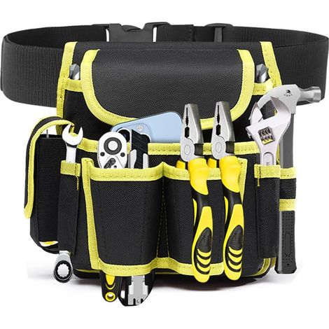 CSPARKV Bolsa de electricista, bolsa de herramientas profesional, bolsa de cinturón para herramientas de ferretería, bolsa de cinturón con portaherramientas ajustable con múltiples bolsillos para herr