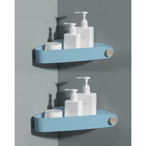 BUNTHAUS 2 pièces Plastique Etagere Douche Sans Percage, Rangement et Organisation de la Salle de Bain, Porte Savon Douche, Etagere Salle de Bain, Comprend 6 Autocollants Adhésifs, Bleu Ciel (1/5)