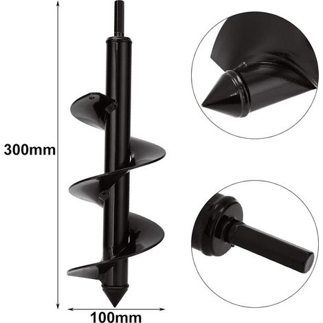 Aselected Mèche Tarière pour Perceuse Jardin Foreuse Ø 100mm + Gants, Jardin Tarière pour Perceuse électrique, Outil de Plantation Pratique pour Fleur Planter des Arbres Arbustes (1/4)
