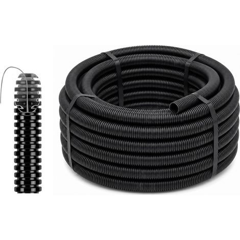 TUBO CORRUGATO NERO CON TIRAFILO Ø mm. 25   MT. 25
