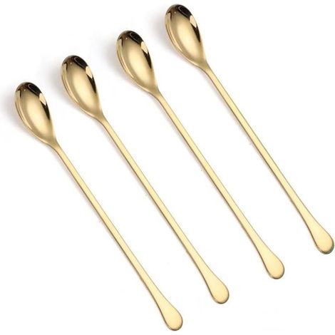 Langstielige Löffel, 20 cm langer Eisteelöffel, Kaffeerührstäbchen, Eiskugelportionierer (1/4)