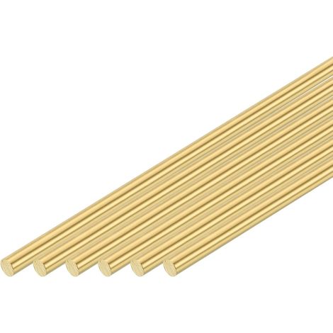 6 Pcs Round Solid Brass Rod 1/8" (3mm) Diameter, Length 4"(102mm) Lathe Bar H62 Brass Round Brass Rod for DIY Industry Construction (1/5)