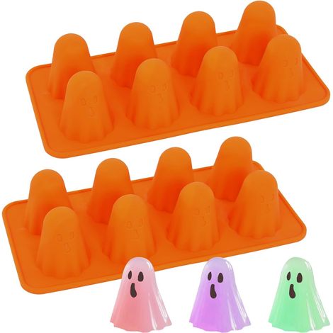 3D-Geister-Silikonform (2-teilig), ideal zum Backen für Halloween: Schokolade, Gelee, Bonbons, Fudge, Kuchen, Seifen, Eiswürfel. Niedliche Geister-Geleeform, geisterförmige Schokoladenform aus Silikon (1/4)
