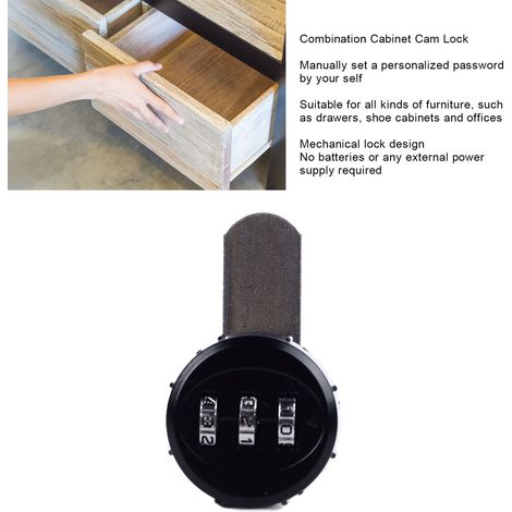 Serrures de tiroir mécanique avec combinaison à 3 chiffres, mini camlock en zinc, sans clé (1/5)
