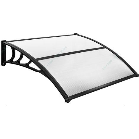 Tettoia per porta finestra a scorrimento da 102x99cm, Tettoia da esterno per protezione da sole pioggia neve Grigio (1/3)