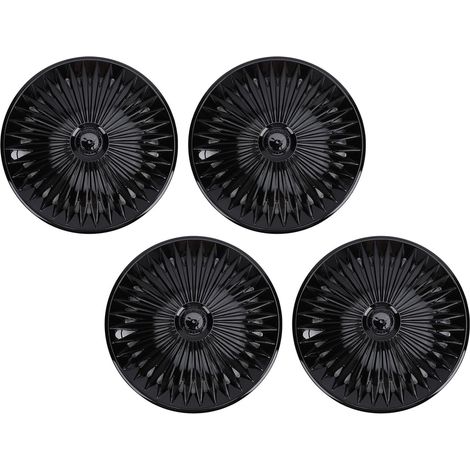 Lot de 4 Enjoliveurs de 14 Pouces, en ABS, Compatibles avec la Plupart des Voitures, Camions et SUV, Enjoliveurs Universels à Clipser pour Jantes en Acier. (Black) (1/5)