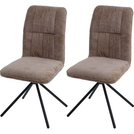 Lot de 2 chaises de salle à manger HWC-N99, chaise de cuisine, pivotante Auto-Return, tiss (1/2)