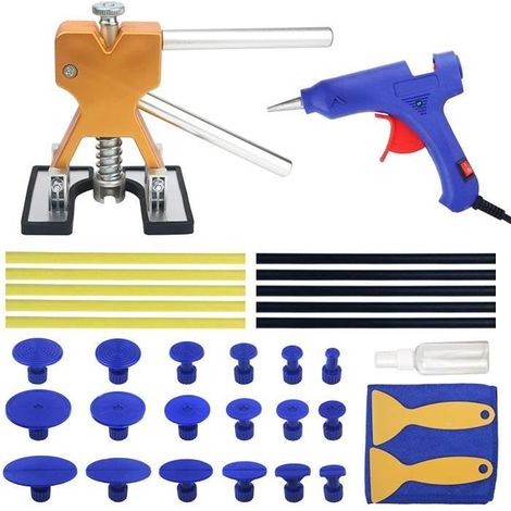 Kit Débosselage sans Peinture - Outil Carrosserie - 34 PCS - Pistolet à Colle - Doré (1/4)