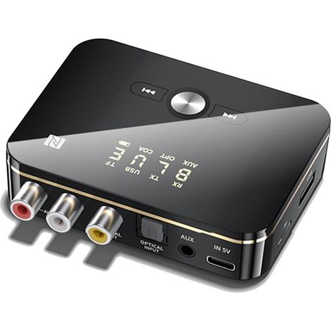 Émetteur et récepteur Bluetooth 5.0, adaptateur audio NFC à faible latence, carte AUX/optique/coaxiale/USB/TF 3,5 mm pour haut-parleurs, amplificateurs, etc. (1/5)