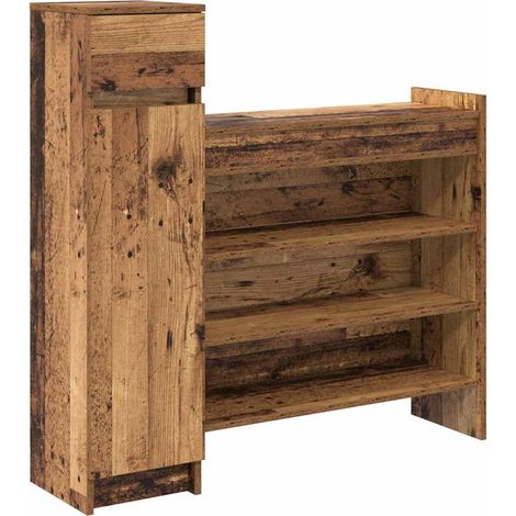 Maison Exclusive - Mobile per scarpe con porta Legno vecchio 100,5 x 28 x 100 cm