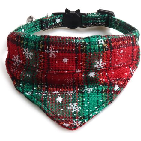 Collier Chien - Motif Flocon De Neige - Pour Chiens Petits Et Moyens - Polyester - Rouge Ou Vert - 28 X 1 Cm - 1 Pièce (1/5)