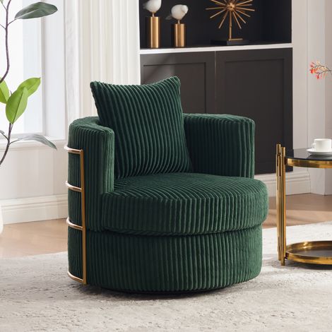 Sofá giratorio de 360° de 76 x 79 x 78 cm con almacenamiento para cables y asiento de espuma de alta densidad - verde