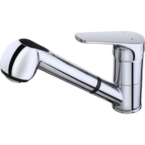 Robinet de cuisine mitigeur évier chromé avec douchette extractible (1/3)