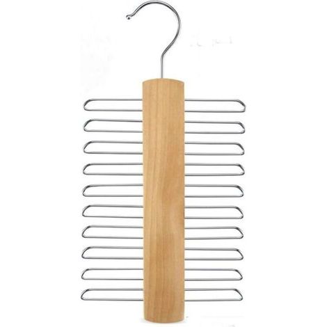 CSPARKV Porte-cravates, cadeaux de Saint-Valentin pour homme et mari, support de cravate et de ceinture en bois de qualité supérieure, rotation vers l'organisateur et le support de rangement avec fini (1/5)