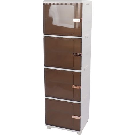 Zusammenklappbare Aufbewahrungsboxen mit großem Fassungsvermögen, mobil, staubdicht, stapelbar, mit Universalrollen, Magnetverschluss, 4-lagig, 40 x 33,5 x 136 cm (15,75 x 13,19 x 53,54 Zoll). (1/5)