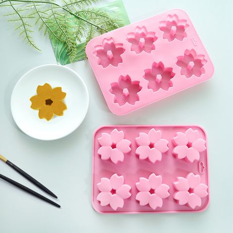 Moule à pâtisserie DIY à 6 trous, moule à neige Sakura en silicone pour chocolat, cheesecake, bonbons et glaçons (1/5)