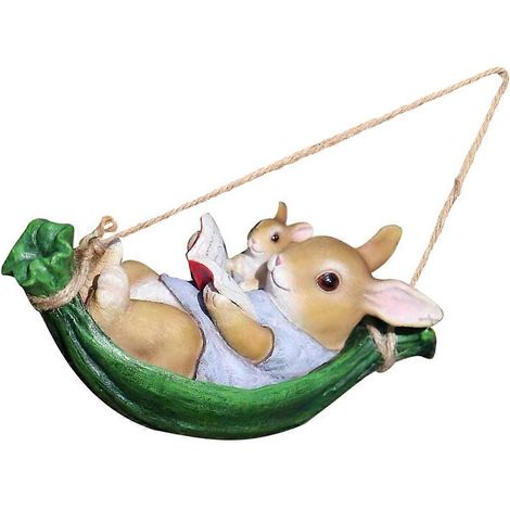 Statue de lapin en résine pour balançoire de jardin, décoration paysagère, ensemble de 4 pièces (1/5)
