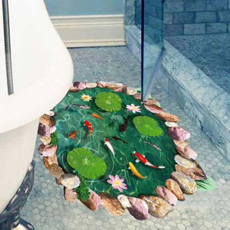 3D-Stereo-Lotusteich-Wandaufkleber, Bodenaufkleber mit Fischmotiv für Zuhause, Hintergrund und Geschäft AY9260 (1/5)
