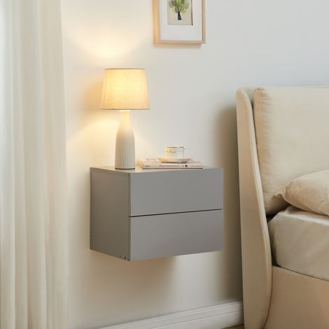 Comodino da Parete Ampfing con 2 Cassetti 40x29x30 cm Grigio Chiaro [en.casa]