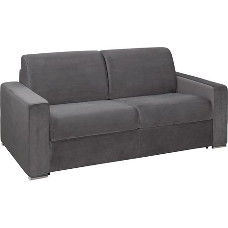 Divano letto 3 posti a ribalta letto 140 cm materasso 14cm Velluto e Memory foam - Antracite - CALITO