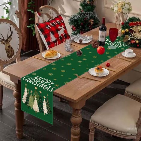 Drape De Table Noel - Sapin De Noel Imprime - Pour Decoration De Salon Cuisine Salle A Manger Cafe - 1 Piece