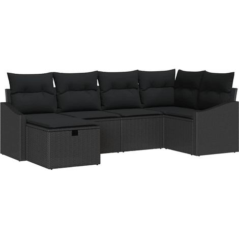 Sofa Set with Cushion 7 pcs Poly Rattan vidaXL