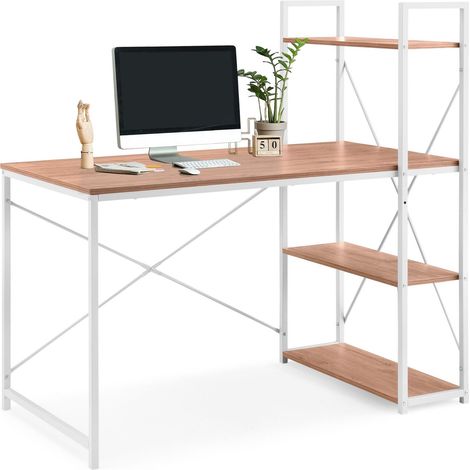 Computertisch / Schreibtisch Easy Up3 inkl. Regal weiß/eiche hjh LIVING (1/5)
