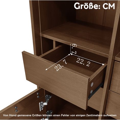 Hoher Vitrinenschrank 75,5x35x164,5 cm aus braunem MDF mit Stauraum – MEUBLIV (1/5)