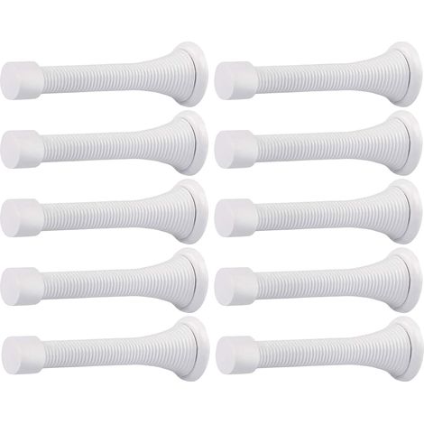 Lot de 10 butées de porte murales à ressort avec embouts en caoutchouc flexibles et robustes (blanc) (1/5)