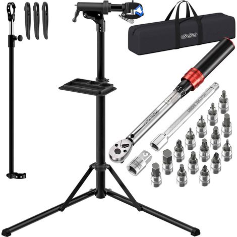 MONZANA® Fahrradmontageständer E-Bike + Drehmomentschlüssel Fahrrad Set