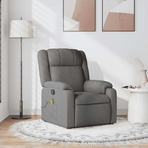 Massagesessel Dunkelgrau Stoff