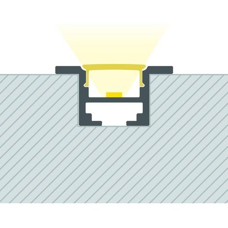 Profilé Aluminium Encastré avec Clips et Capot Continu pour Ruban LED jusqu'à 12 mm Blanc 2 m Blanc translucide (1/5)