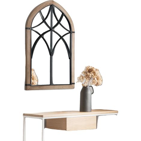 Miroir Mural, Cadre en Bois, 93 cm x 60 cm, Style Vintage, Convient à Divers Espaces, Finition Non Toxique (1/5)